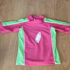 Kids Pink and Green Rash Guard Sun Protection SPF 50